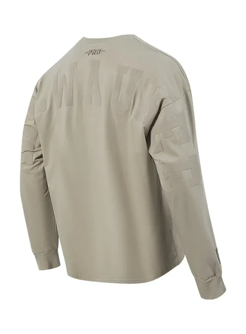 Pro Standard Wingspan Taupe Drop Milwaukee Bucks Shoulder Long Sleeve T-Shirt