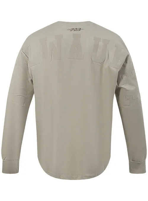 Pro Standard Wingspan Taupe Drop Milwaukee Bucks Shoulder Long Sleeve T-Shirt