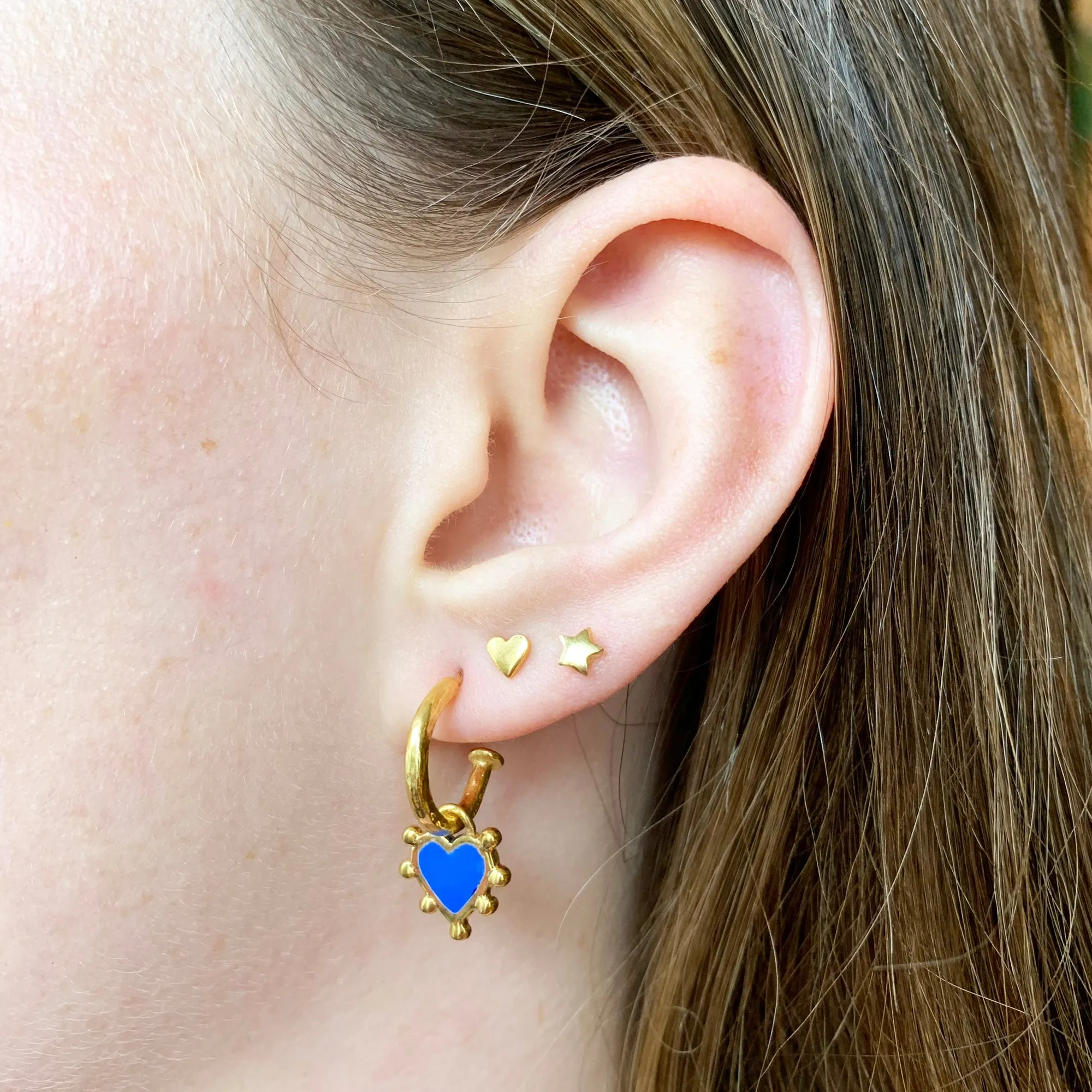 Prussian Blue Boho Heart Earrings