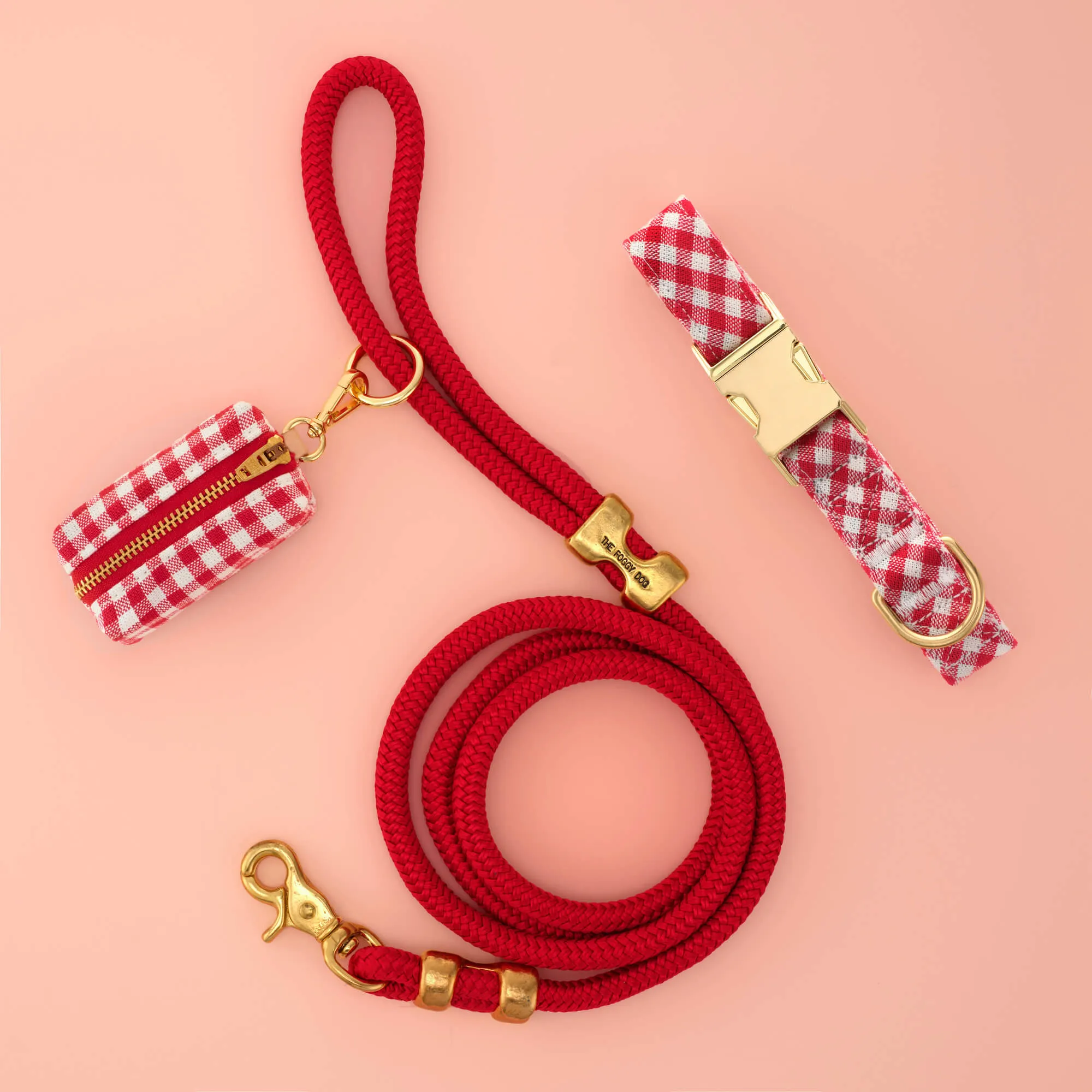 Red Gingham Collar Walk Set