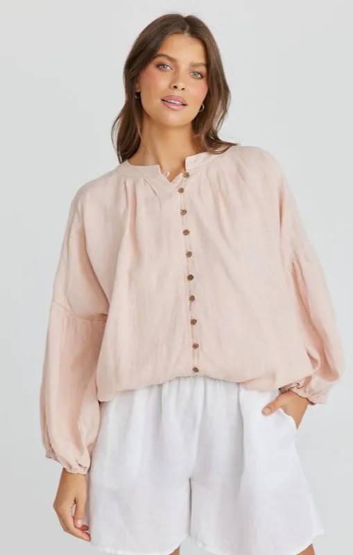 Shanty - LA MANCHA TOP PEONY LINEN - SH2763-1 - last one