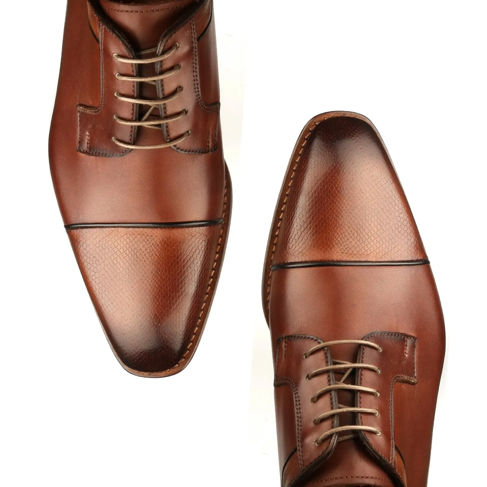 Stratford Snakeskin Cap Toe Derby Tan