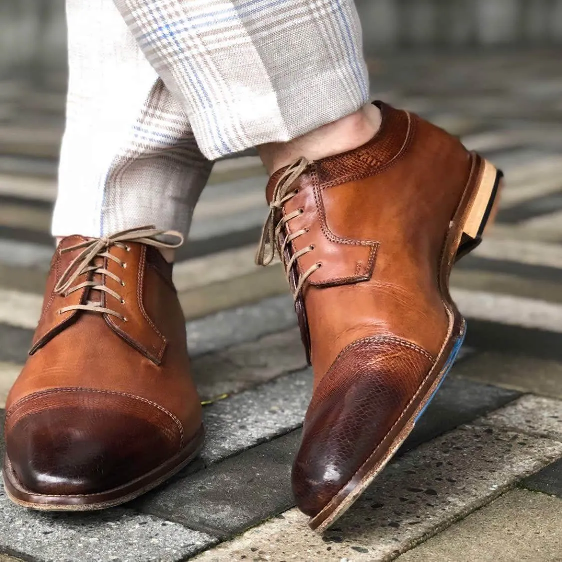 Stratford Snakeskin Cap Toe Derby Tan