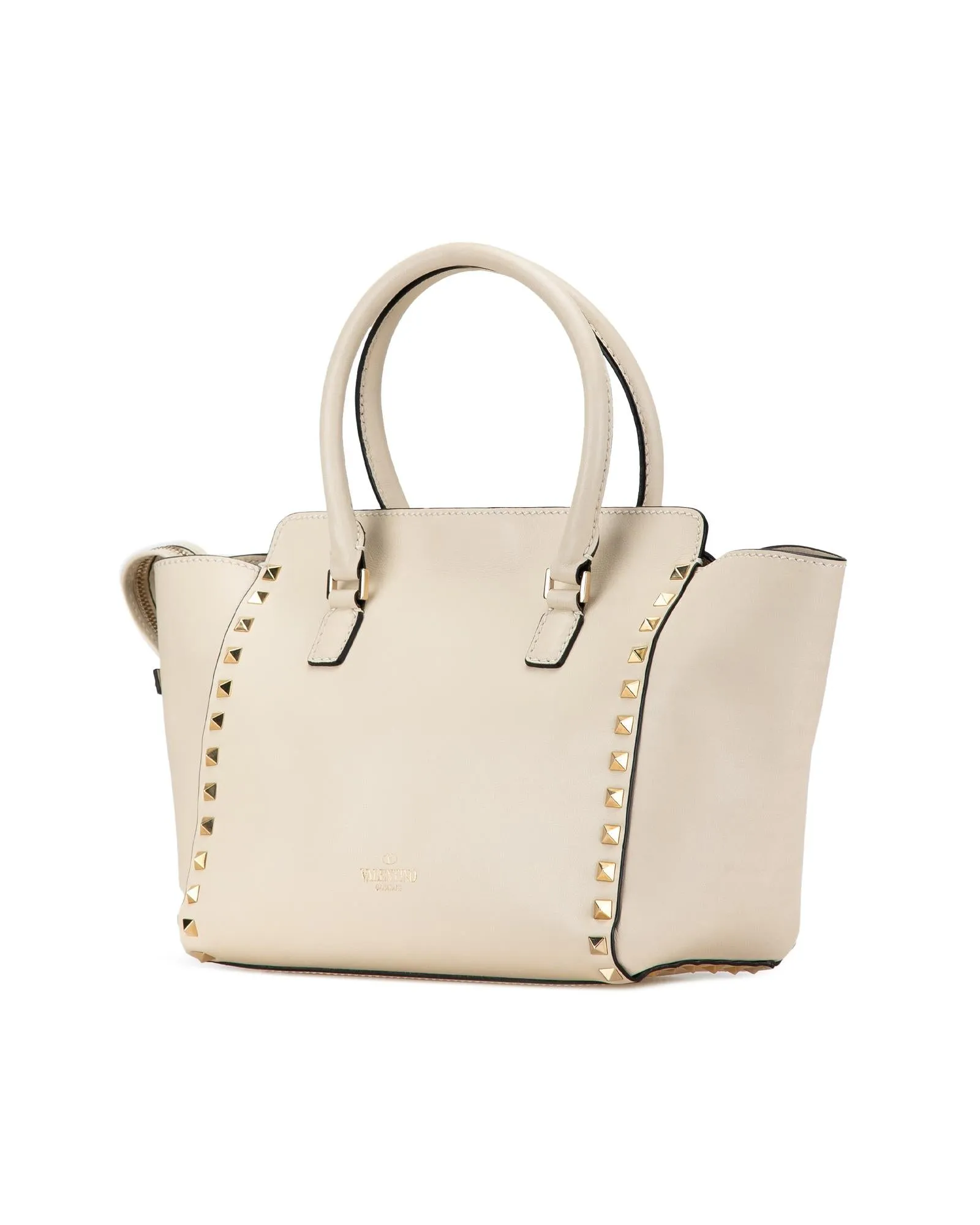 Studded Calfskin Satchel with Detachable Shoulder Strap