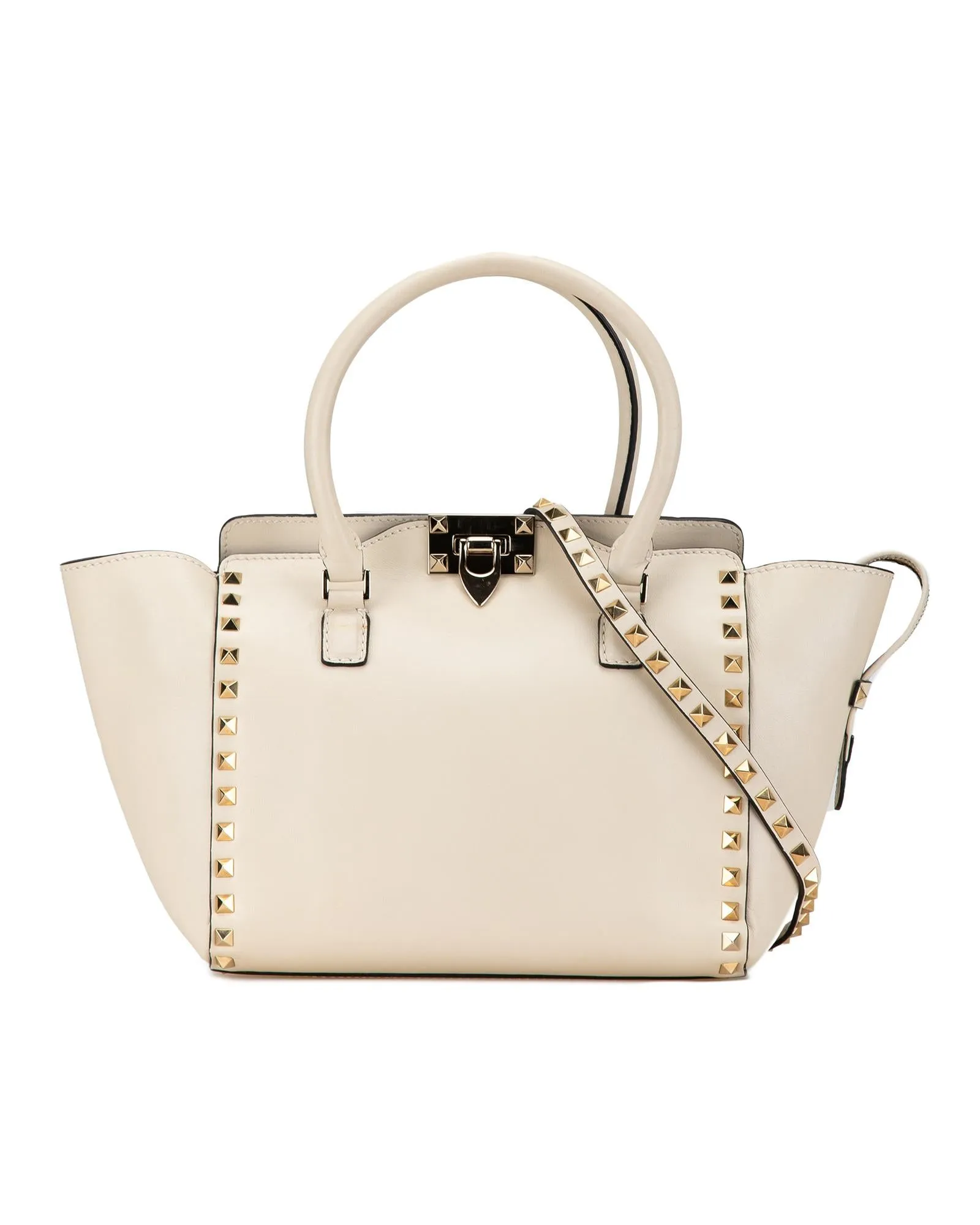 Studded Calfskin Satchel with Detachable Shoulder Strap