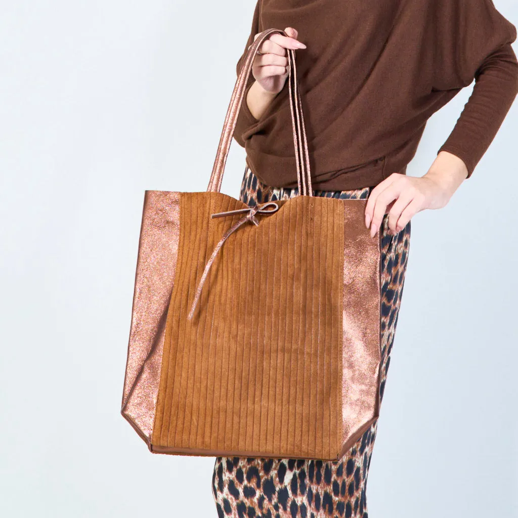 Textured tote bags with metallic accents wholesale