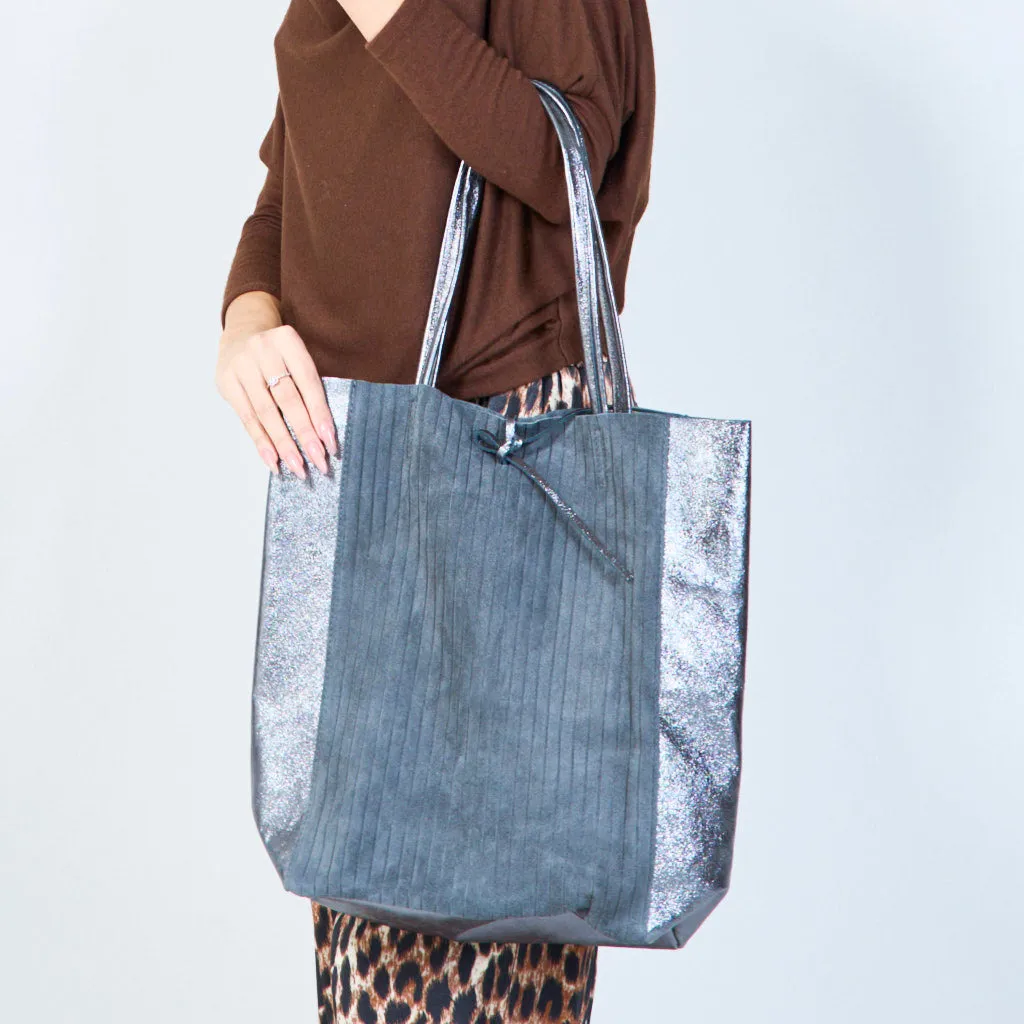 Textured tote bags with metallic accents wholesale