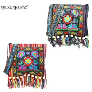 Thai Embroidered Handbag Hill Tribe Totes Messenger Tassels Bag Boho Hippie  Handbag