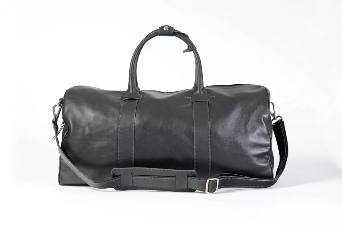 The Torino Calf Leather Overnight Contemporary Duffel - Shark Grey