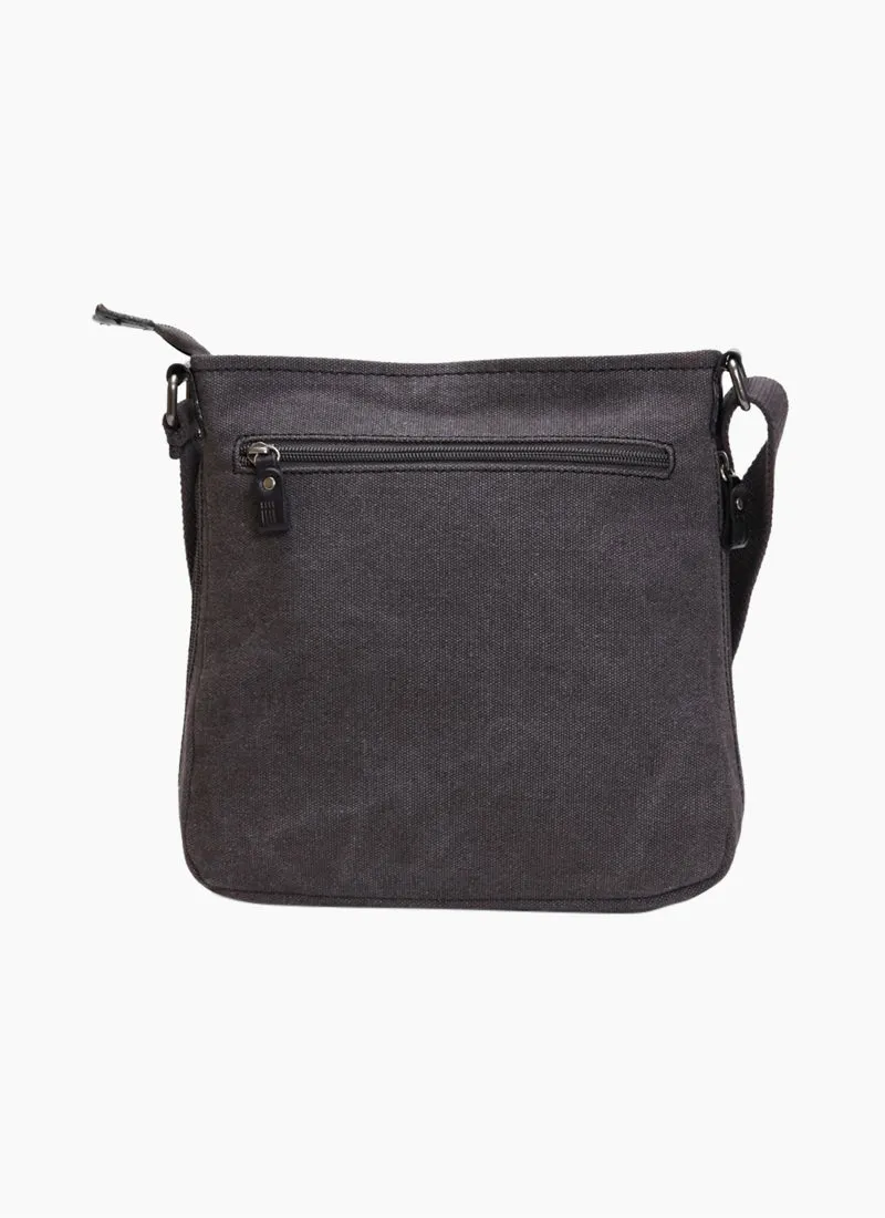 TROOP canvas Classic SMALL Zip Top Shoulder Bag CHARCOAL