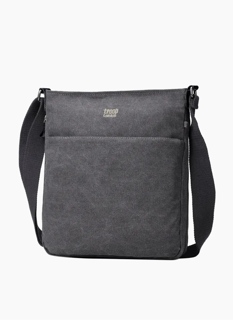 TROOP canvas Classic SMALL Zip Top Shoulder Bag CHARCOAL