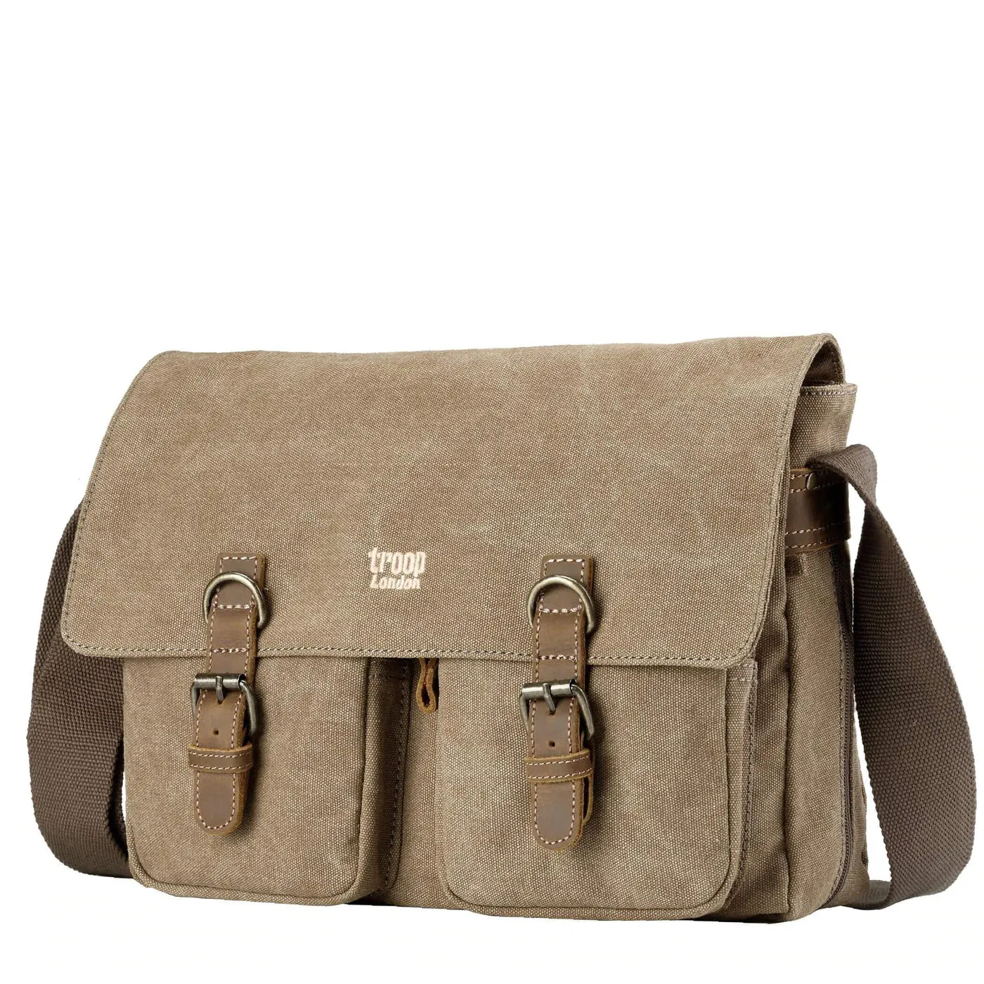 Troop London Large Canvas Brown Messenger Bag