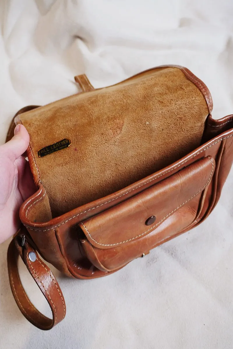 Vintage Classic Small Tan Satchel Bag