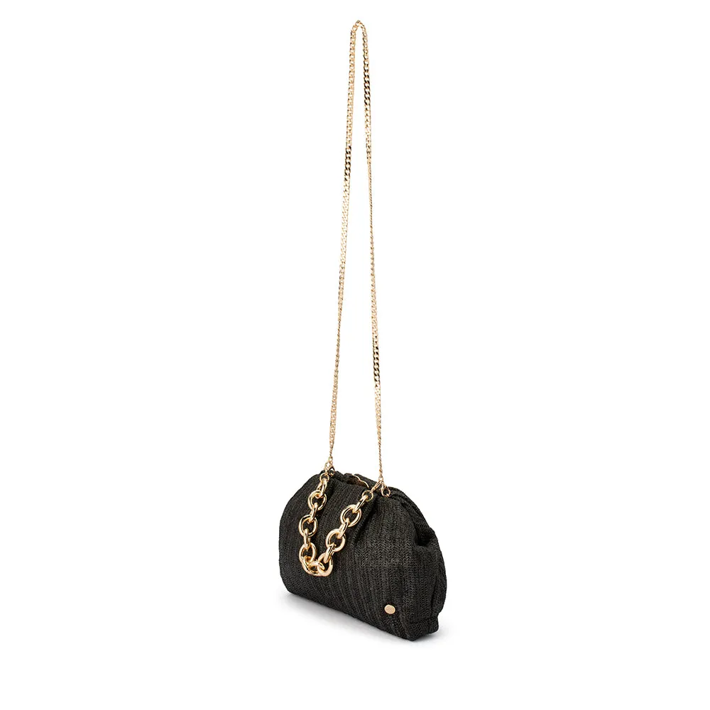 Vivian Soft Gathered Clutch in Black