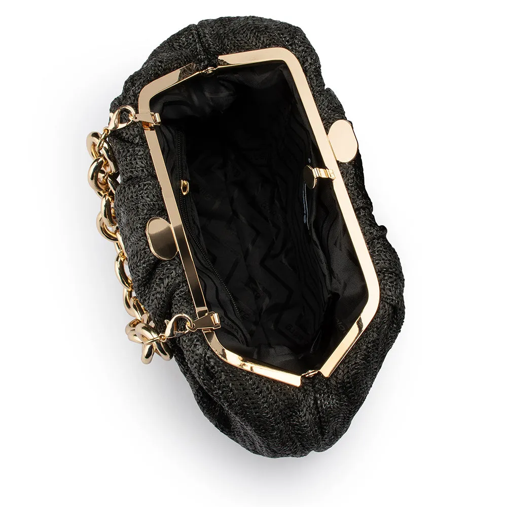 Vivian Soft Gathered Clutch in Black