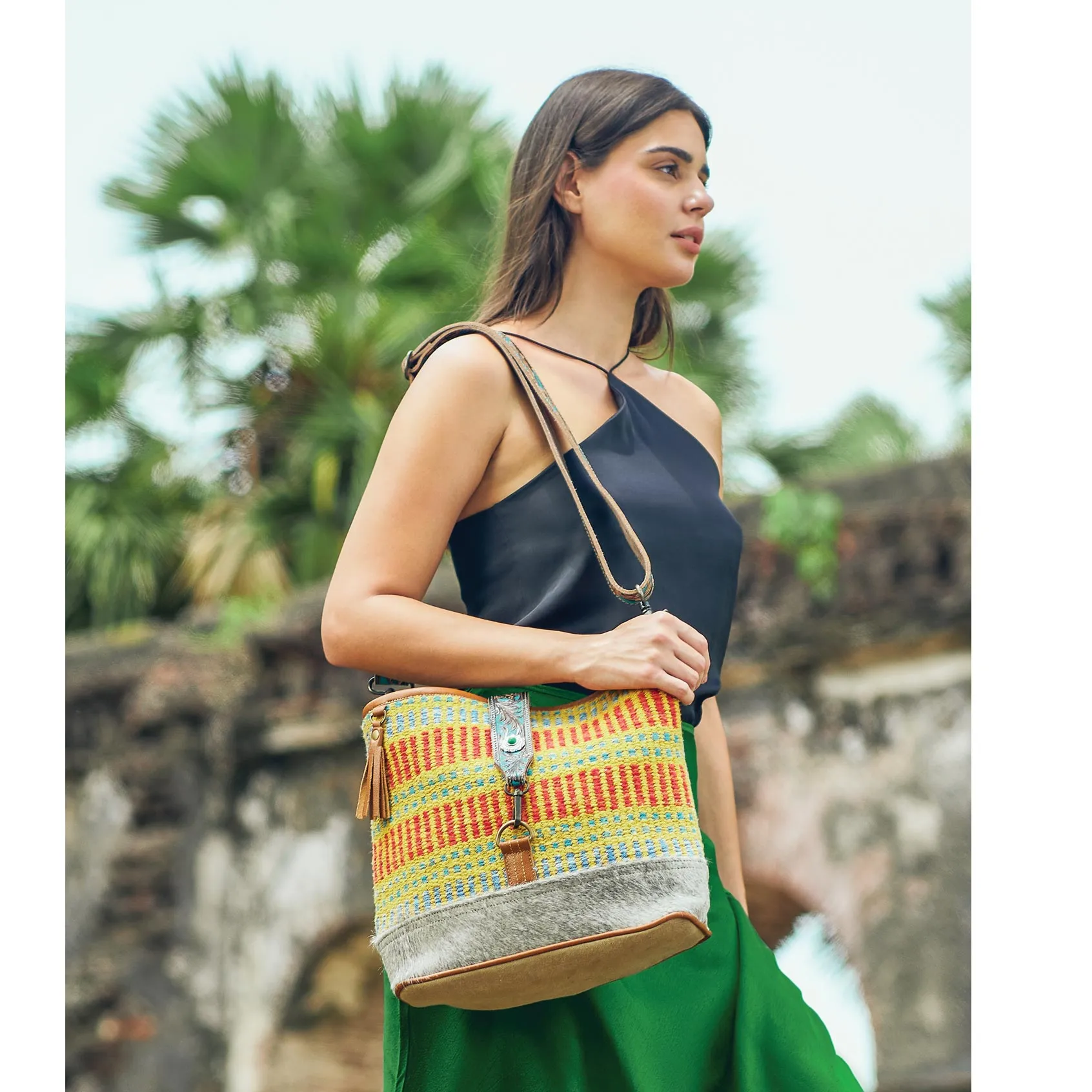 Vivid Orange  Hand-Tooled Bag