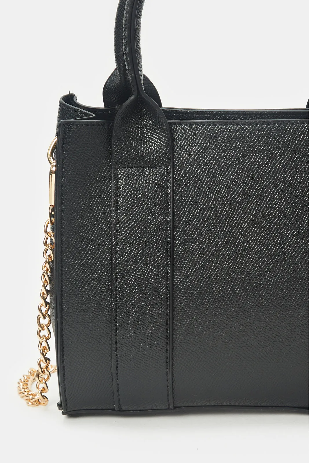 Women Black Textured Messenger Bag