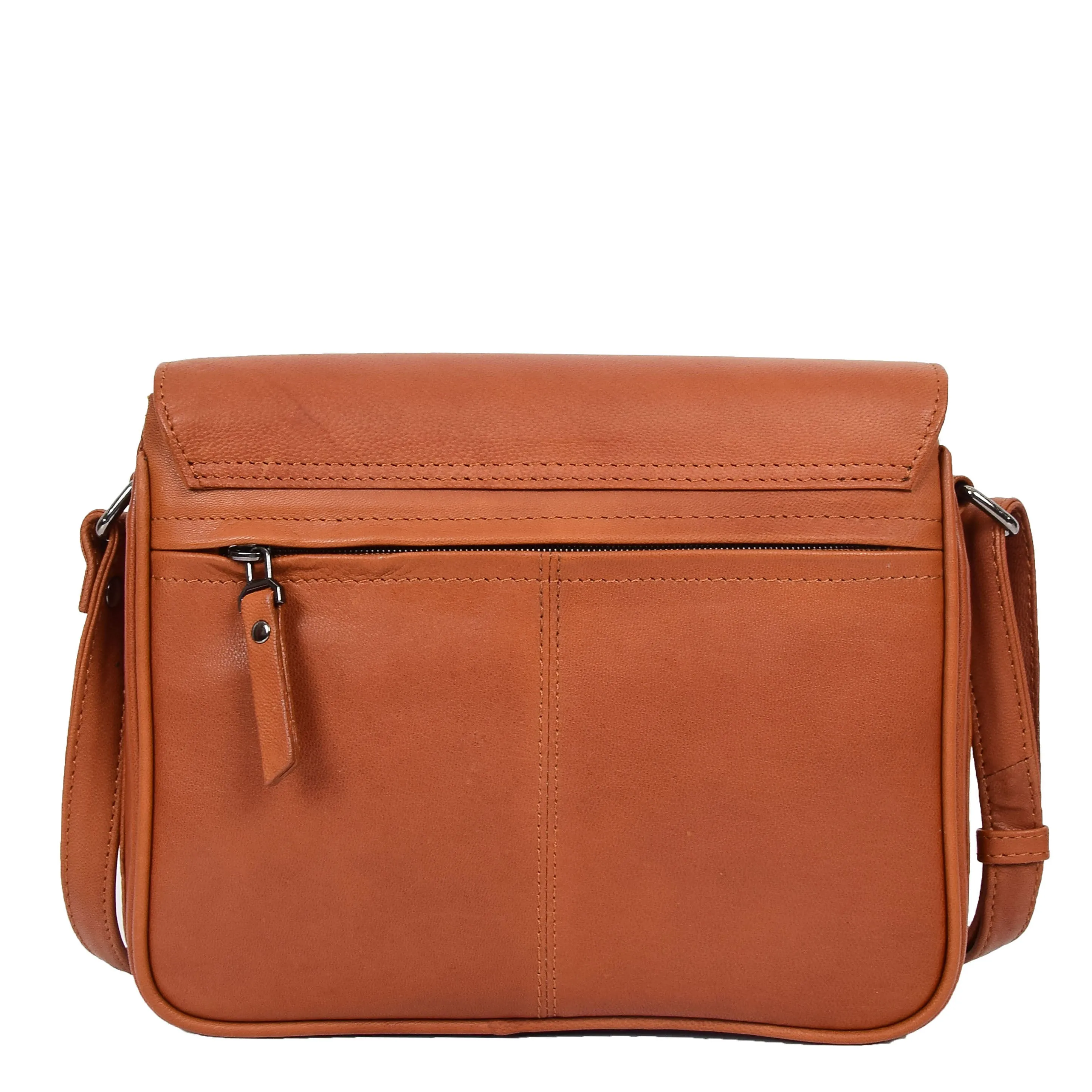 Womens Leather Crossbody Bag Work Casual Classic Messenger Organiser Esme Cognac