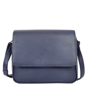 Womens Leather Crossbody Bag Work Casual Classic Messenger Organiser Esme Navy