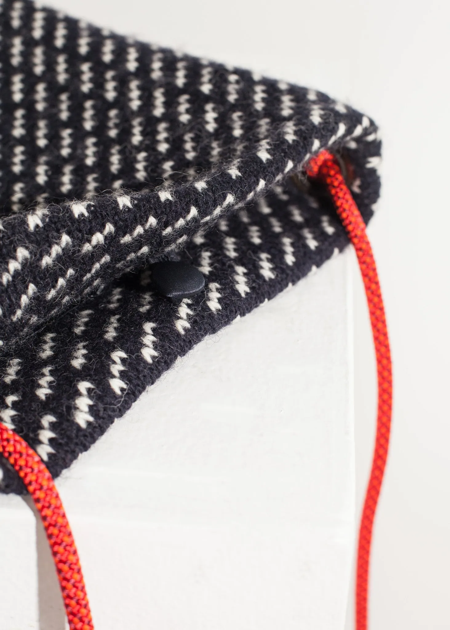 Wool Shoulder Pouch in Black/White