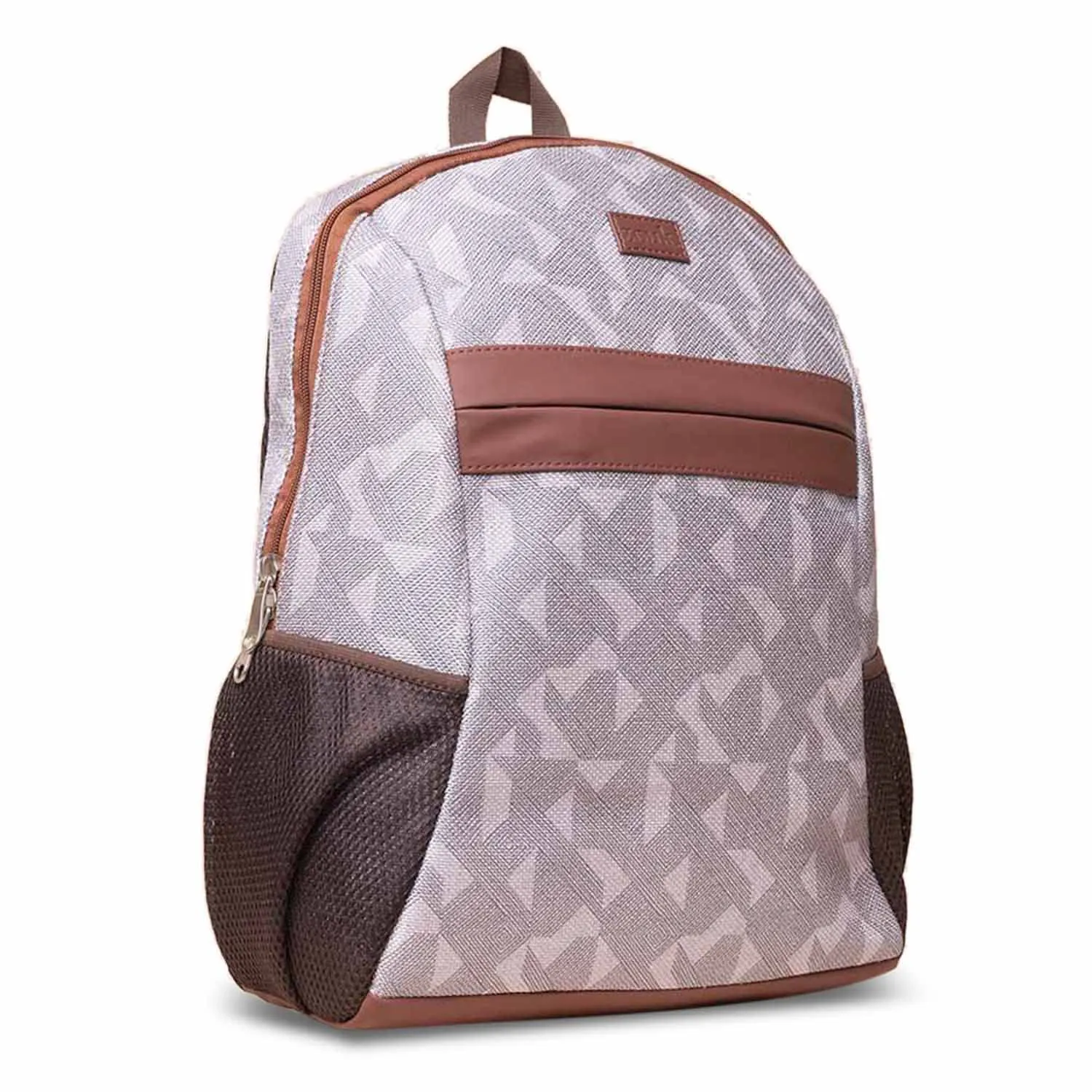 ZOUK Aravalli Abstract Printed Women's Jute Handcrafted Vegan Leather Grey Classic Backpack